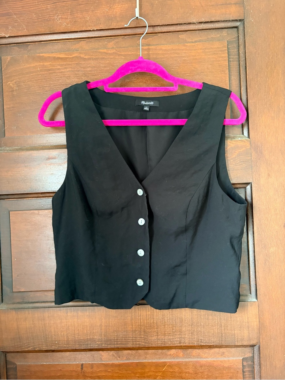 Madewell Black Sleeveless Button-Front Vest Top